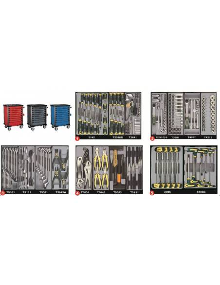 Voziček z orodjem 365 delni - 5 predalov